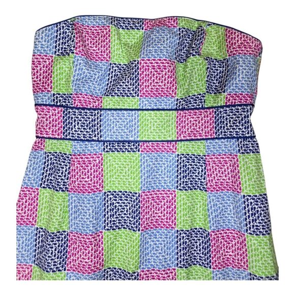 VINEYARD VINES Whale Patchwork Print Aurora Strapless Dress - Size 6 - Picture 4 of 7